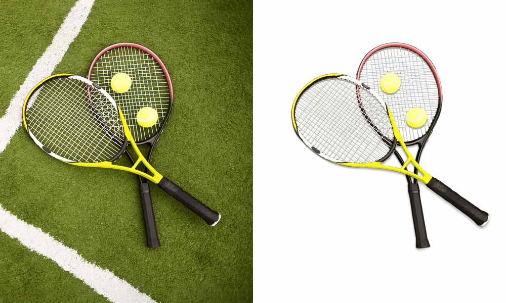 An accurate clipping path service is done from our experts for badminton bat photo